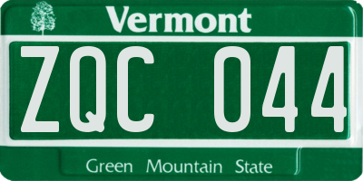 VT license plate ZQC044