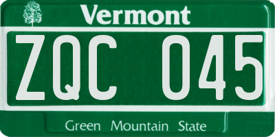 VT license plate ZQC045