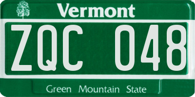 VT license plate ZQC048