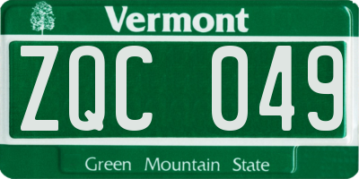 VT license plate ZQC049