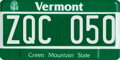 VT license plate ZQC050