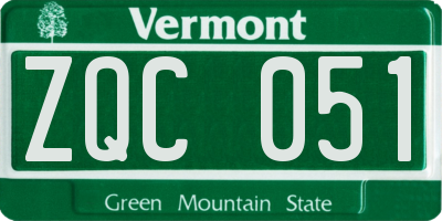 VT license plate ZQC051