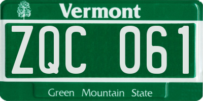 VT license plate ZQC061