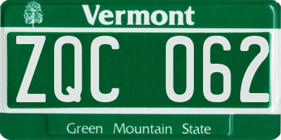 VT license plate ZQC062