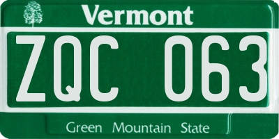 VT license plate ZQC063