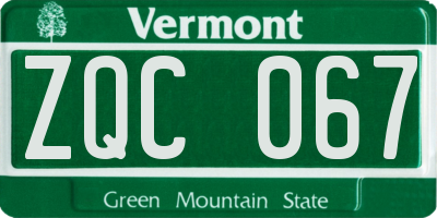 VT license plate ZQC067