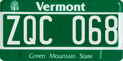 VT license plate ZQC068