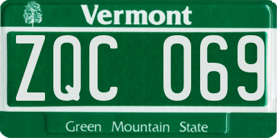 VT license plate ZQC069