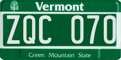 VT license plate ZQC070