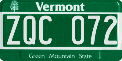 VT license plate ZQC072