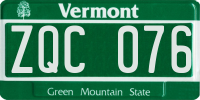 VT license plate ZQC076