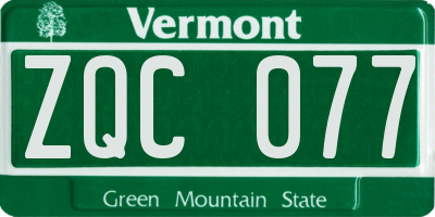 VT license plate ZQC077