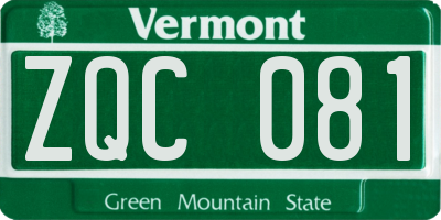 VT license plate ZQC081