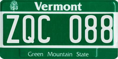 VT license plate ZQC088