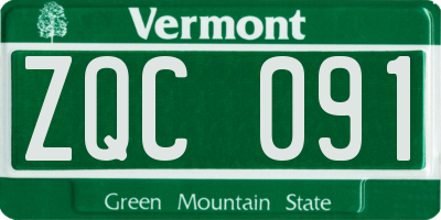 VT license plate ZQC091