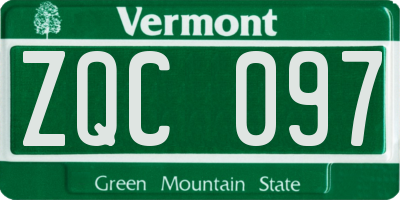 VT license plate ZQC097
