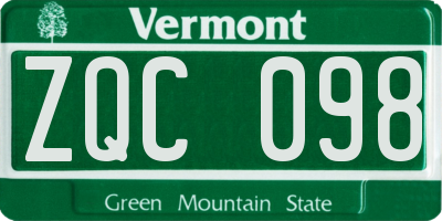 VT license plate ZQC098