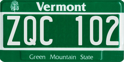 VT license plate ZQC102