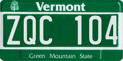 VT license plate ZQC104
