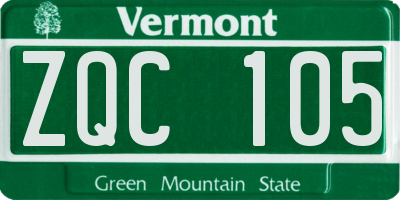 VT license plate ZQC105