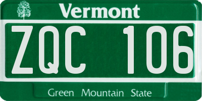 VT license plate ZQC106