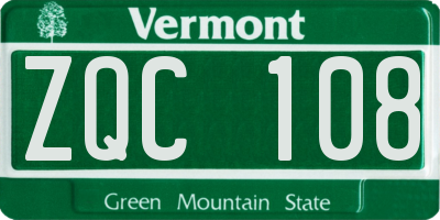 VT license plate ZQC108
