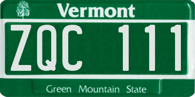 VT license plate ZQC111