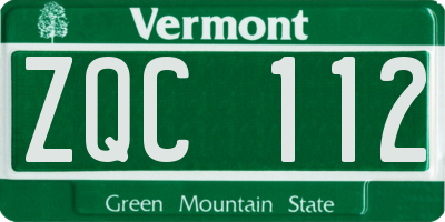 VT license plate ZQC112