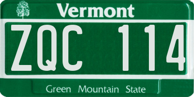 VT license plate ZQC114