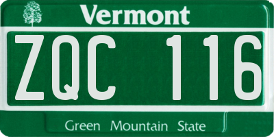 VT license plate ZQC116
