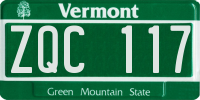 VT license plate ZQC117