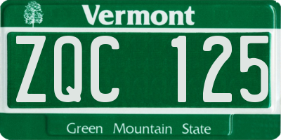 VT license plate ZQC125