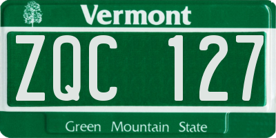 VT license plate ZQC127