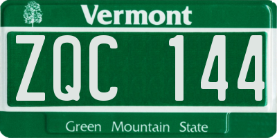 VT license plate ZQC144