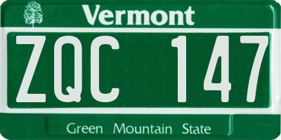 VT license plate ZQC147