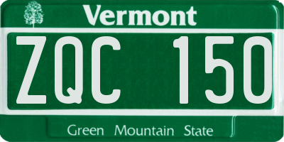 VT license plate ZQC150