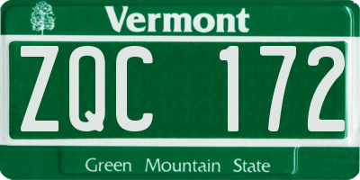 VT license plate ZQC172