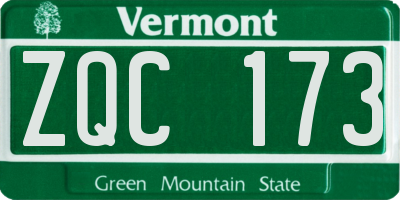 VT license plate ZQC173