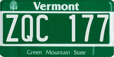 VT license plate ZQC177