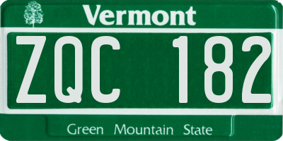 VT license plate ZQC182