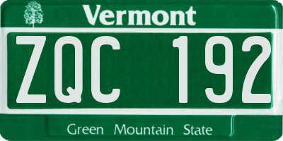 VT license plate ZQC192