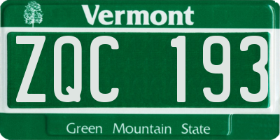 VT license plate ZQC193