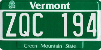 VT license plate ZQC194
