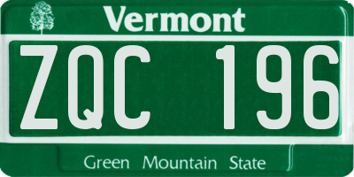 VT license plate ZQC196