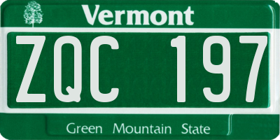 VT license plate ZQC197
