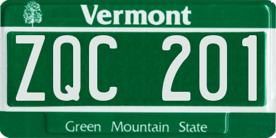 VT license plate ZQC201