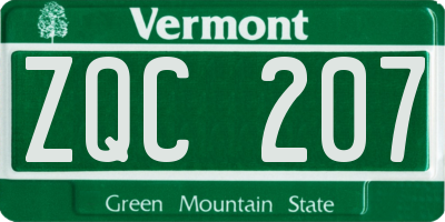 VT license plate ZQC207