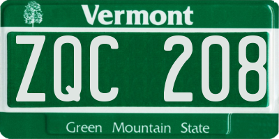 VT license plate ZQC208