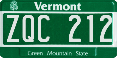 VT license plate ZQC212