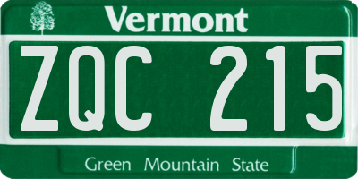 VT license plate ZQC215